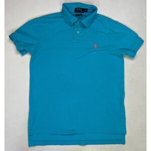 Polo Ralph Lauren Polo Shirt Men Slim Fit Small Aqua Blue Pony Short Sleeve